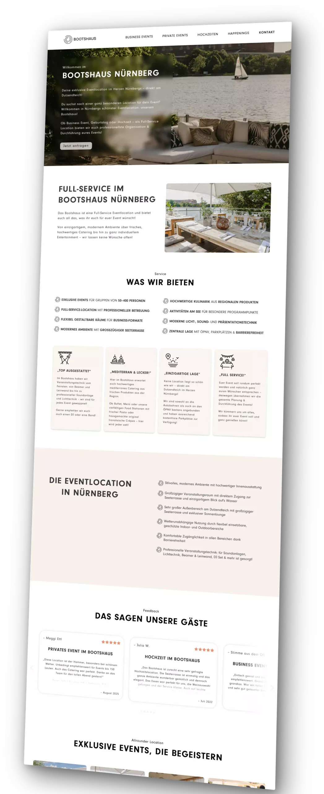 Perspektivisches Mockup der neuen Bootshaus Nürnberg-Website