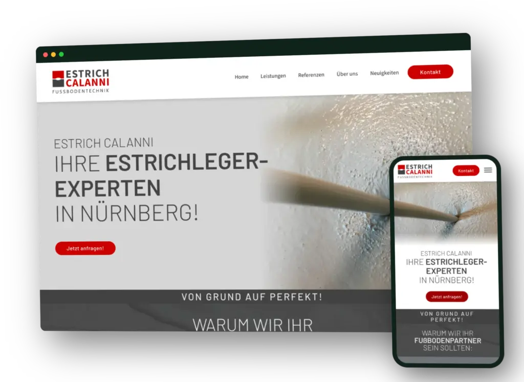 Estrich-Calanni-Website auf Desktop und Smartphone
