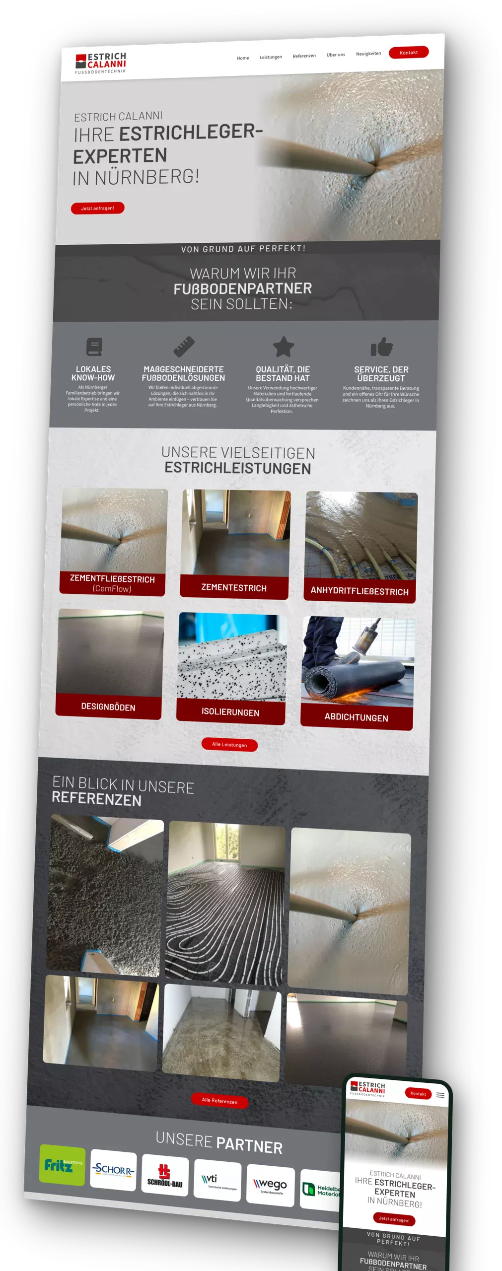 Website-Mockup estrich-calanni.de – Startseite der neuen Estrich-Calanni-Website