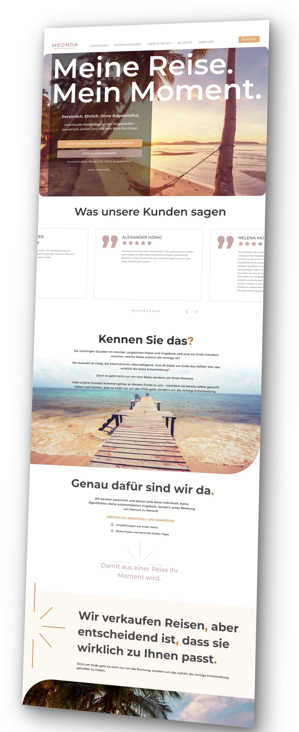 Perspektivisches Mockup der neuen MEONDA-Website