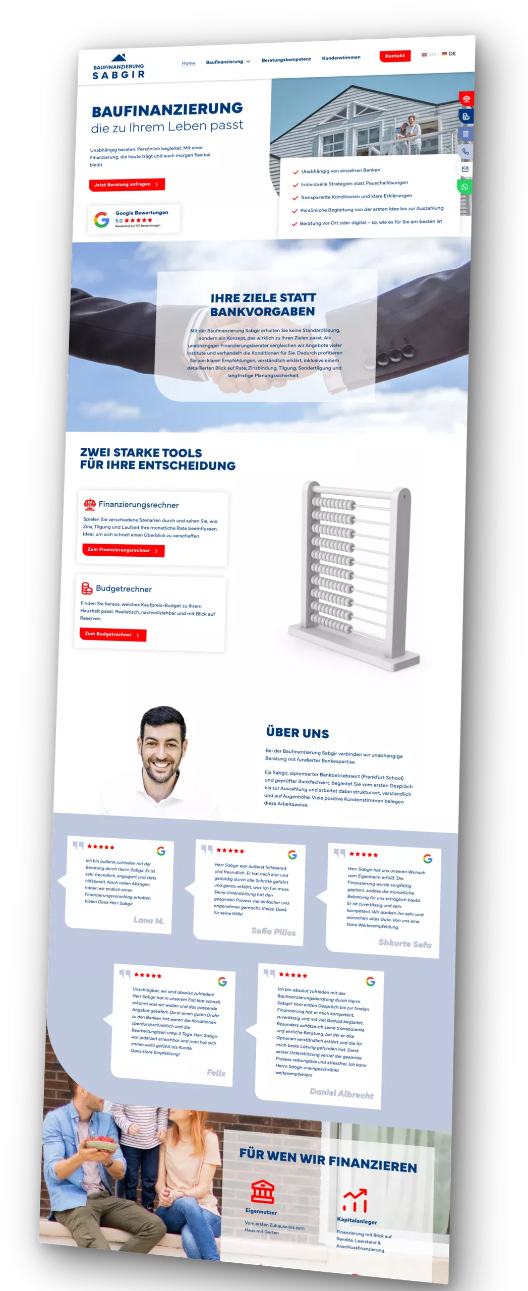 Perspektivisches Mockup der neuen Baufinanzierung-Sabgir-Website