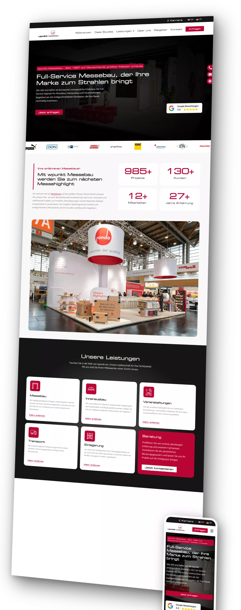 Website-Mockup wpunkt-messebau.de – Startseite von wpunkt Messebau